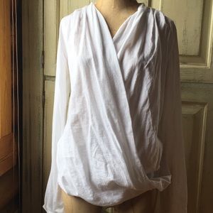 James Perse white crisscross cotton blouse sz S/M